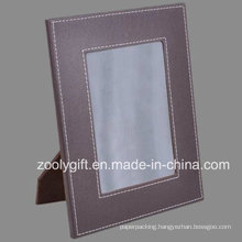 5 X 7 Brown Decorative Stitched Leather Photo Frame